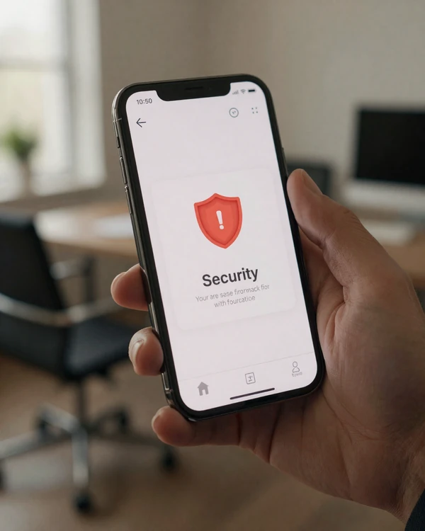 Smartphone displaying dating safety alert - WCAC Dating security features protect users from romance scams