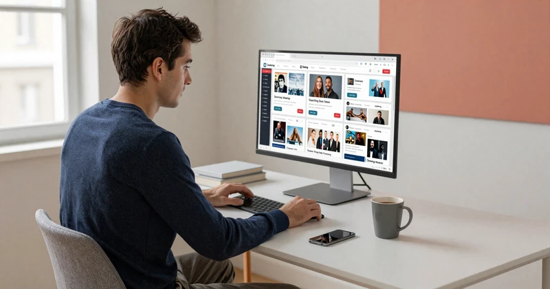 Man comparing asian dating sites on his computer to find the best platform